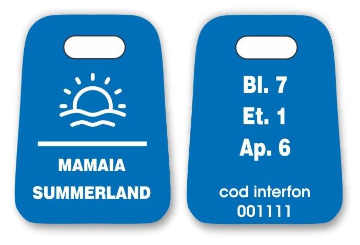 Breloc gravat fata-verso pentru hotel sau pensiune cu logo