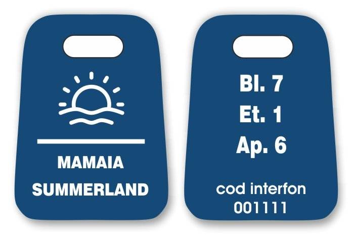 Breloc gravat fata-verso pentru hotel sau pensiune cu logo