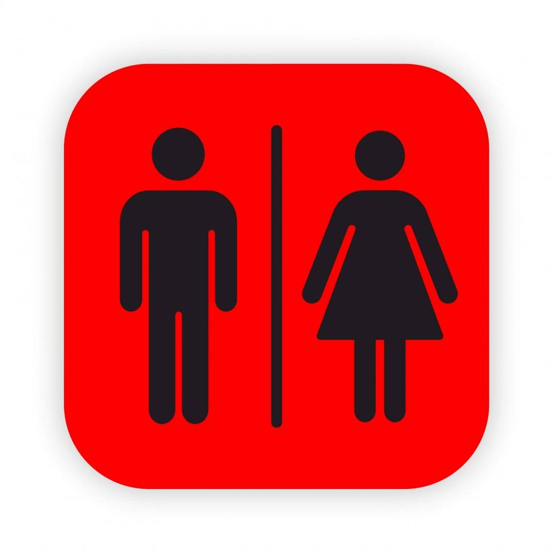 Placute WC femei si barbati, plastic gravat, 10×10 cm, auriu