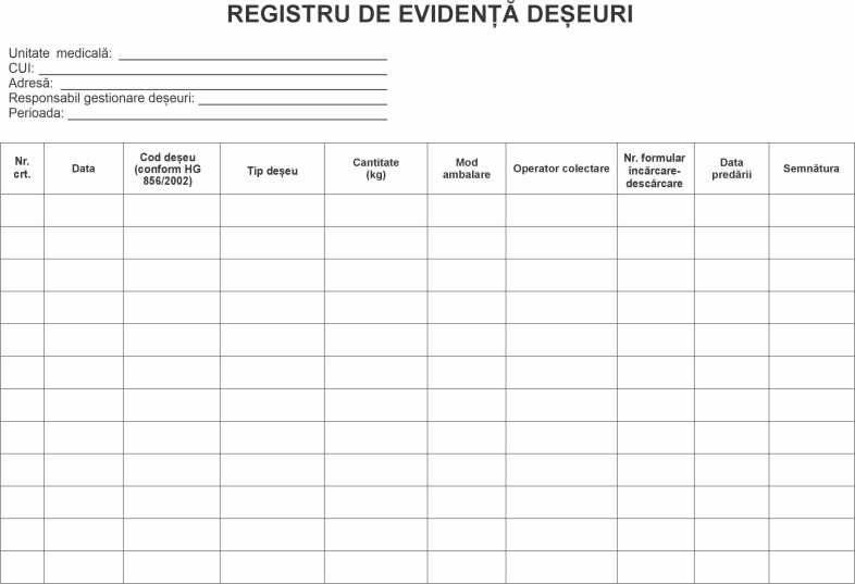 REGISTRU DE EVIDENTA DESEURI MEDICALE, carnet A4 50 file, coperta carton
