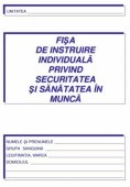  FISA DE INSTRUIRE INDIVIDUALA PRIVIND SECURITATEA SI SANATATEA IN MUNCA