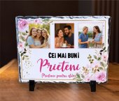 Placa ardezie pentru PRIETENI cu poze - Piatra dreptunghiulara 22x12.5 cm