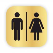 Placute WC femei si barbati, plastic gravat, 10×10 cm, auriu