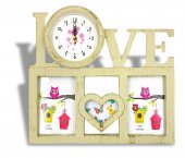 Ramă foto cu două poze 10x15 cm cu ceas